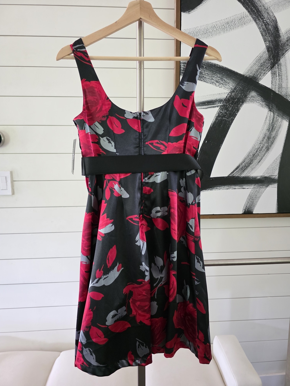 Black Floral Cocktail Dress with Red Roses - Picture 7 of 7